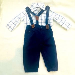Carter’s Baby Boy Button Down Onesie & Suspender Pants Outfit SIZE 3M preloved💕